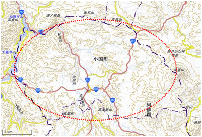 小国杉の生育地 位置図