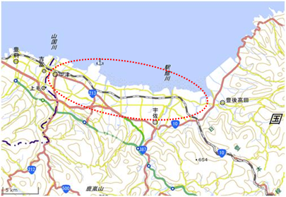 中津海岸・宇佐海岸周辺 位置図