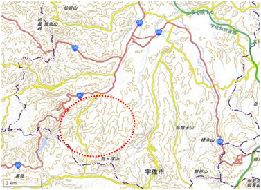 恵良川源流域の里地里山 位置図