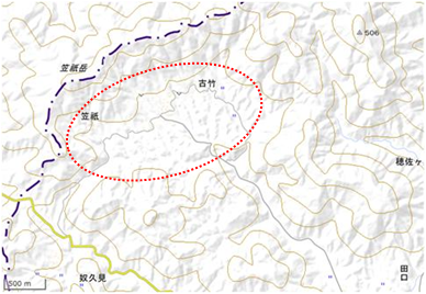 笠祇・古竹 位置図