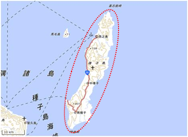 種子島の海岸林 位置図