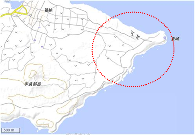 与那国島南東部海岸周辺 位置図