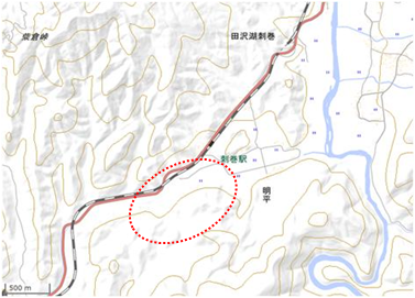 刺巻湿原ミズバショウ群生地 位置図