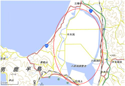八郎潟干拓地 位置図