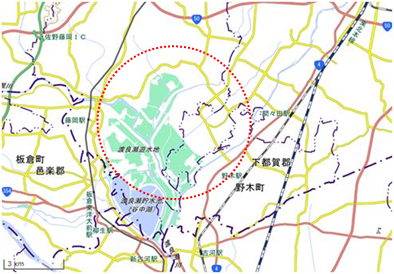 渡良瀬遊水地および周辺農地 位置図