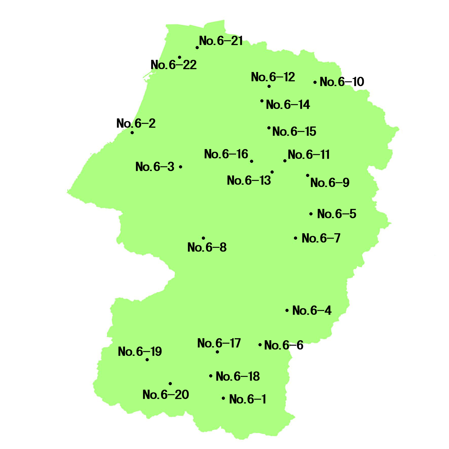 山形県　選定地分布図