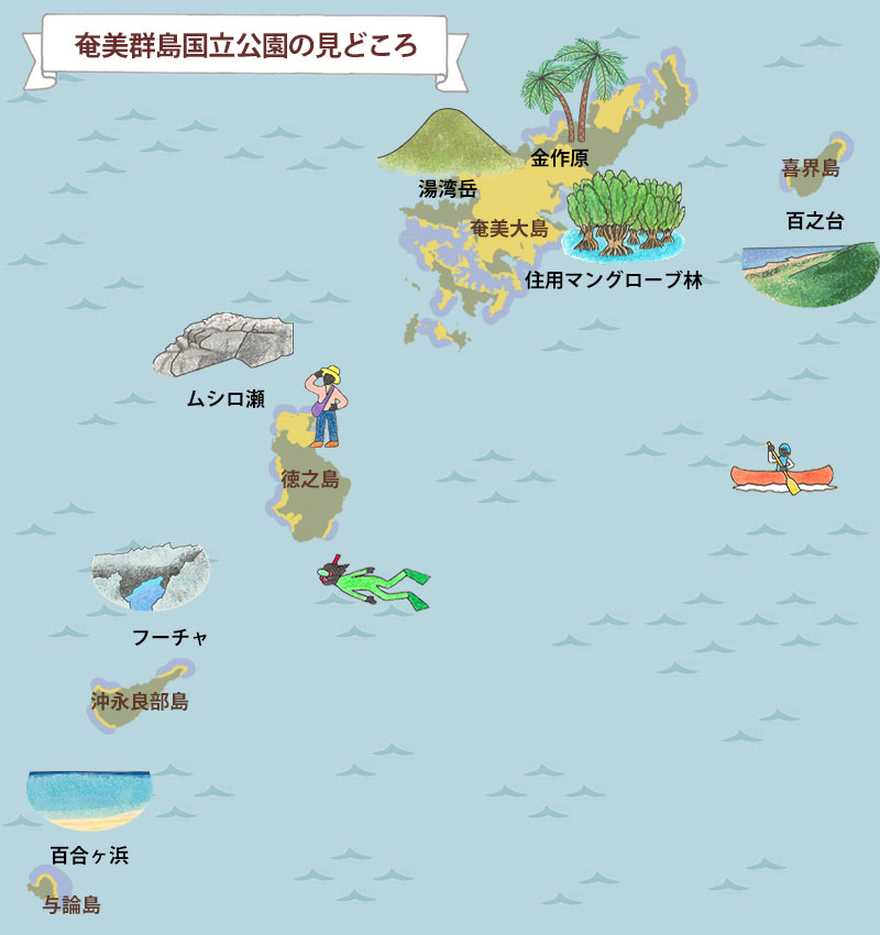 奄美群島国立公園のみどころマップ