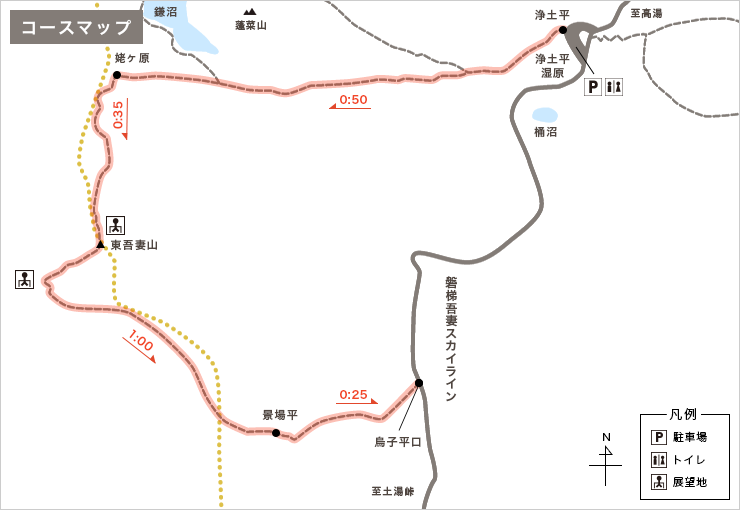 東吾妻山トレッキング マップ