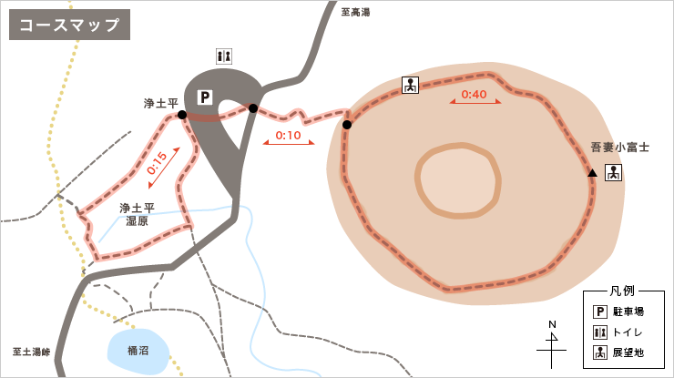 吾妻小富士と湿原散策 マップ