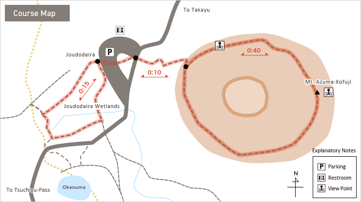 Mt. Azuma-Kofuji and wetland walk Map