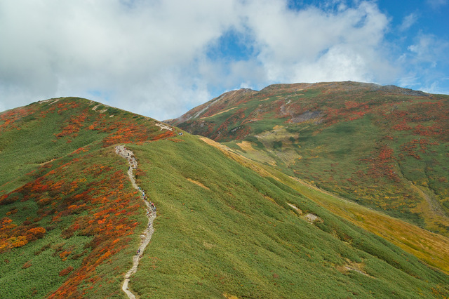 タイトル　姥ヶ岳より望む月山山頂