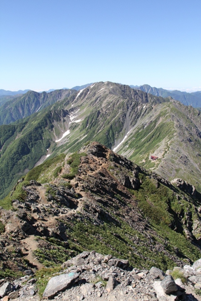 タイトル　北岳からの間ノ岳　--　農鳥岳