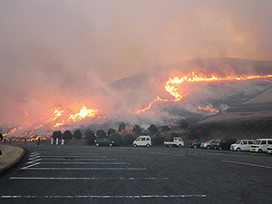 photo of Controlled field burning in the Mt. Onidake