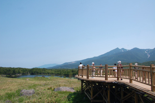 タイトル　中間展望台から見た一湖（高架木道）