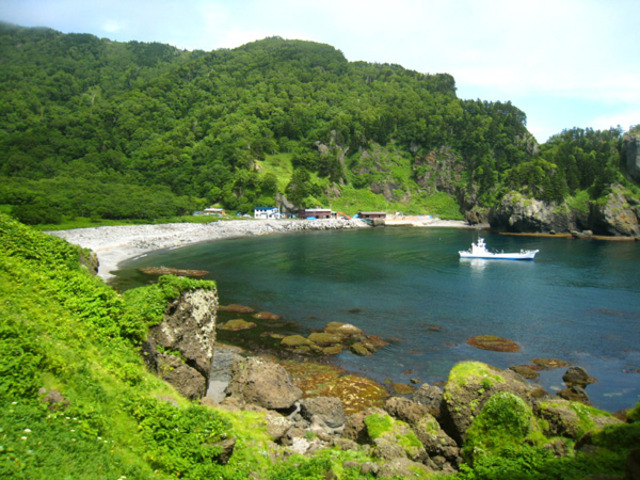 タイトル　知床岬へ続く海岸線（7月）