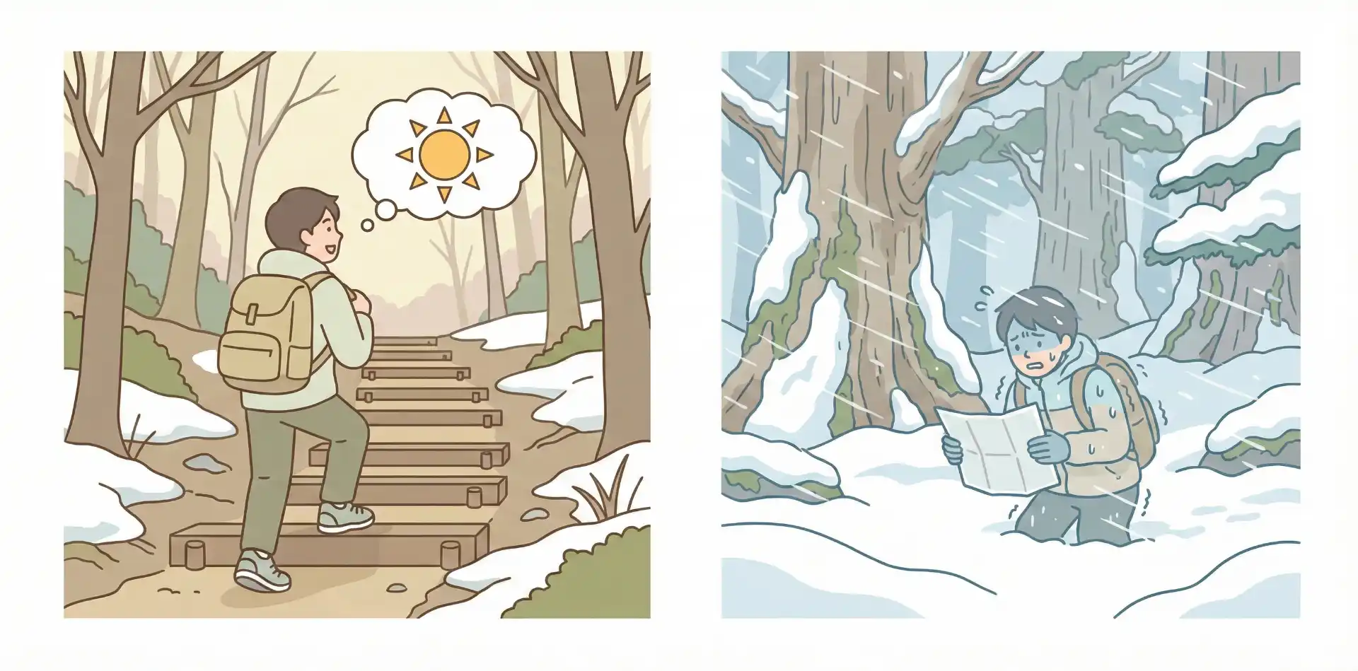 冬山装備が不足している人のイラスト