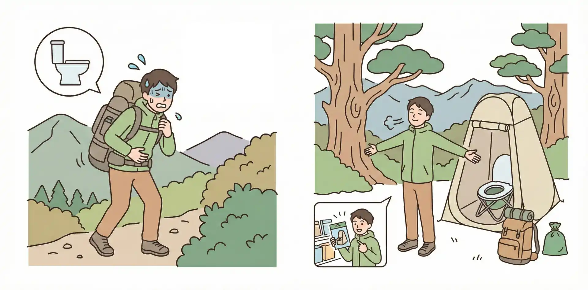 携帯トイレを携行した人のイラスト