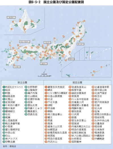 図6－5－2　国立公園及び国定公園配置図