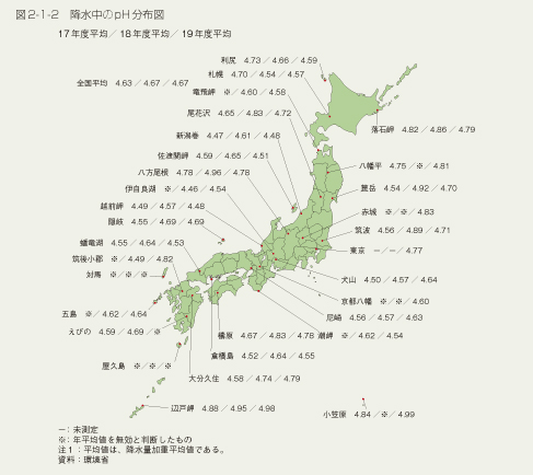 図2-1-2　降水中のpH分布図