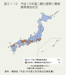 図2-1-12　平成19年度二酸化窒素の環境基準達成状況