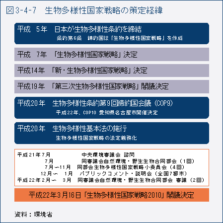 図3-4-7　生物多様性国家戦略の策定経緯