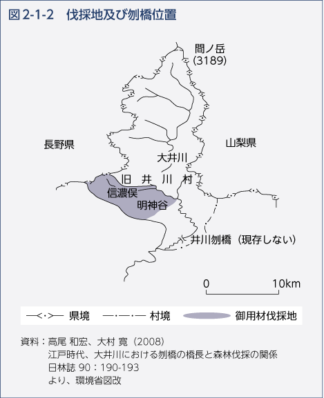 図2-1-2　伐採地及び刎橋位置