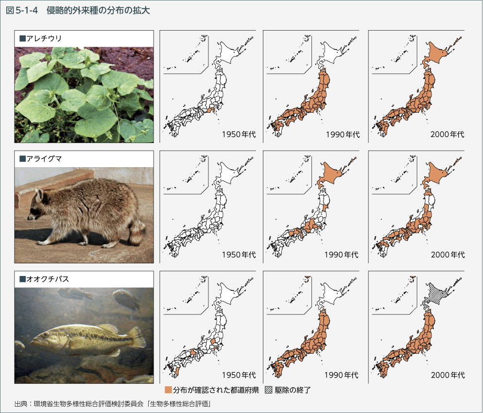 図5-1-4　侵略的外来種の分布の拡大