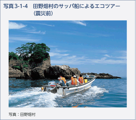 写真3-1-4　田野畑村のサッパ船によるエコツアー（震災前）