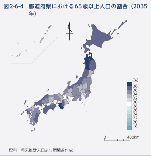 図2-6-4　都道府県における65歳以上人口の割合（2035年）
