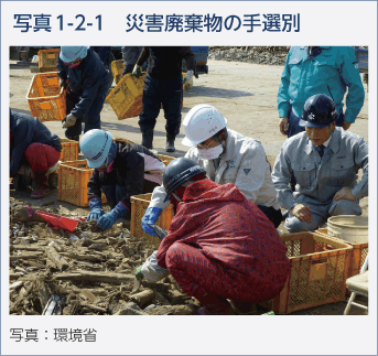 写真1-2-1　災害廃棄物の手選別