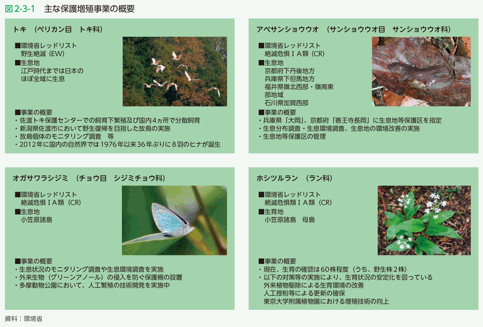 図2-3-1　主な保護増殖事業の概要