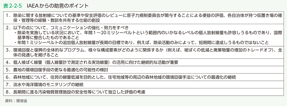 表2-2-5　IAEAからの助言のポイント