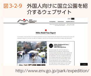 図3-2-9　外国人向けに国立公園を紹介するウェブサイト