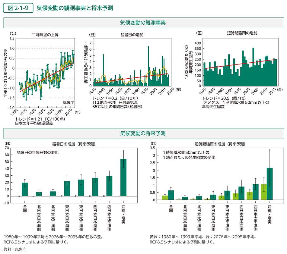 図2-1-9　気候変動の観測事実と将来予測