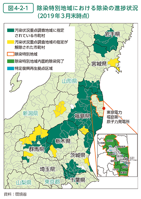 図4-2-1　除染特別地域における除染の進捗状況（2019年3月末時点）