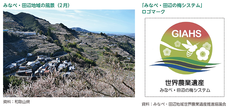 みなべ・田辺地域の風景（2月）、「みなべ・田辺の梅システム」ロゴマーク