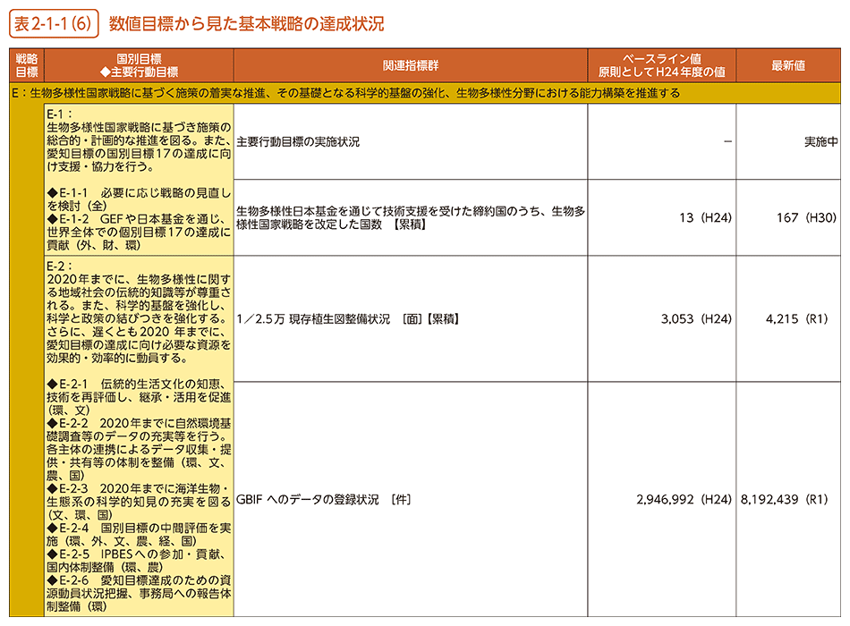 表2-1-1（6）　数値目標から見た基本戦略の達成状況