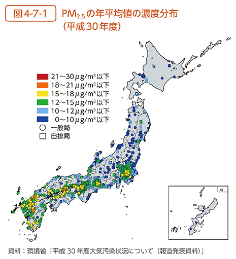 図4-7-1　PM2.5の年平均値の濃度分布（平成30年度）