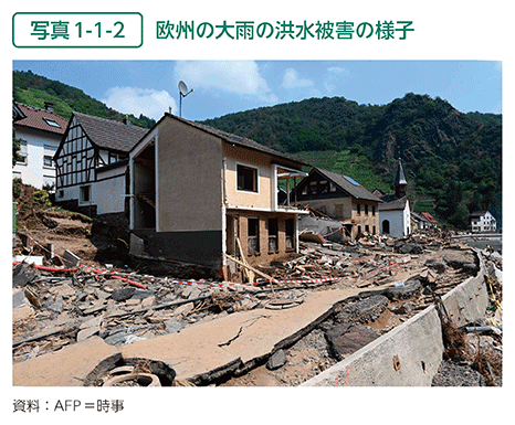 写真1-1-2　欧州の大雨の洪水被害の様子