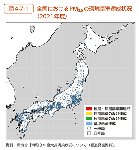 図4-7-1　全国におけるPM2.5の環境基準達成状況（2021年度）