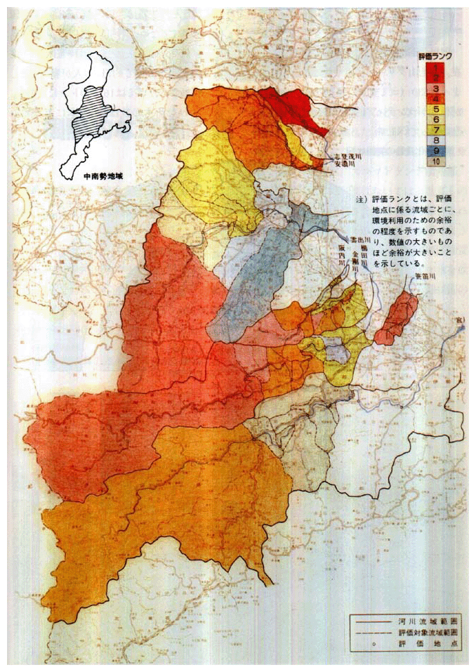 水質に係る地域環境特性評価図＜三重県中南勢地域＞