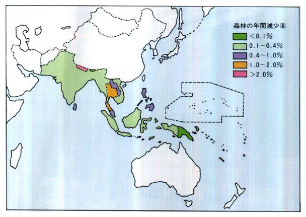 ■東南アジア諸国における森林の減少状況