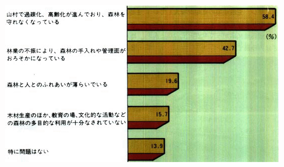 ■森林の現状についてどのような問題があるか（複数回答）