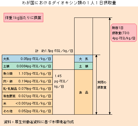 わが国におけるダイオキシン類の１人１日摂取量