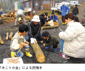 写真　「木こりの会」による炭焼き