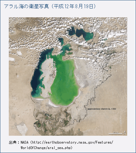 アラル海の衛星写真（平成12年8月19日）