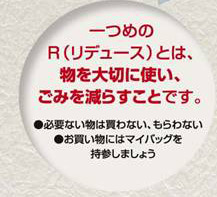 リデュースとは、物を大切に使い、ごみを減らすことです。