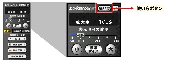 画像：コントローラー　ヘルプ機能の説明図