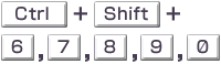 画像：コントロール　プラス　シフト　プラス　6又は7　又は8　又は9　又は0