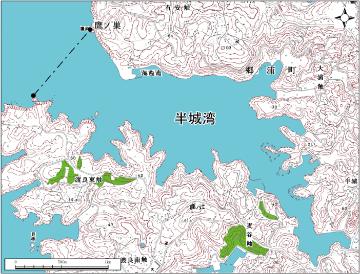 半城湾範囲または位置（拡大画像）